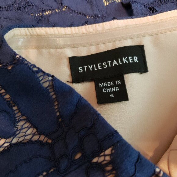 Stylestalker Navy Blue & Blush Pink Strapless Lace Cocktail Dress * Size Small - Picture 7 of 7